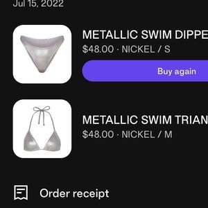 Skims metallic bikini top size medium bottom size small. Was worn for photoshoot